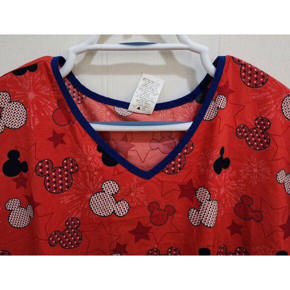 Disney Short Sleeve Scrub Top Mickey Mouse Independance Day 4th Of July Size XL - Picture 2 of 10